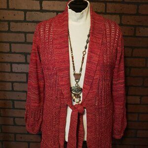 Vintage 90s Sharon Young Sweater Jacket with tie